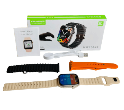 KEIWEAR KW2 Max Smartwatch | Orange, Black, Ash Color Band